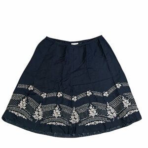 dressbarn Navy A-Line Skirt with White Floral Design